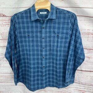 Tommy Bahama Shirt Mens 2XL Blue Plaid Long Sleeve Button Up Shirt XXL Casual